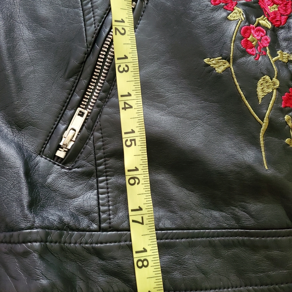 Embroidered Black Leather Jacket - Picture 8 of 8